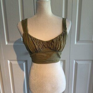 Cider Crop Top - Size Extra Small - Olive Green - Sleeveless  - EUC